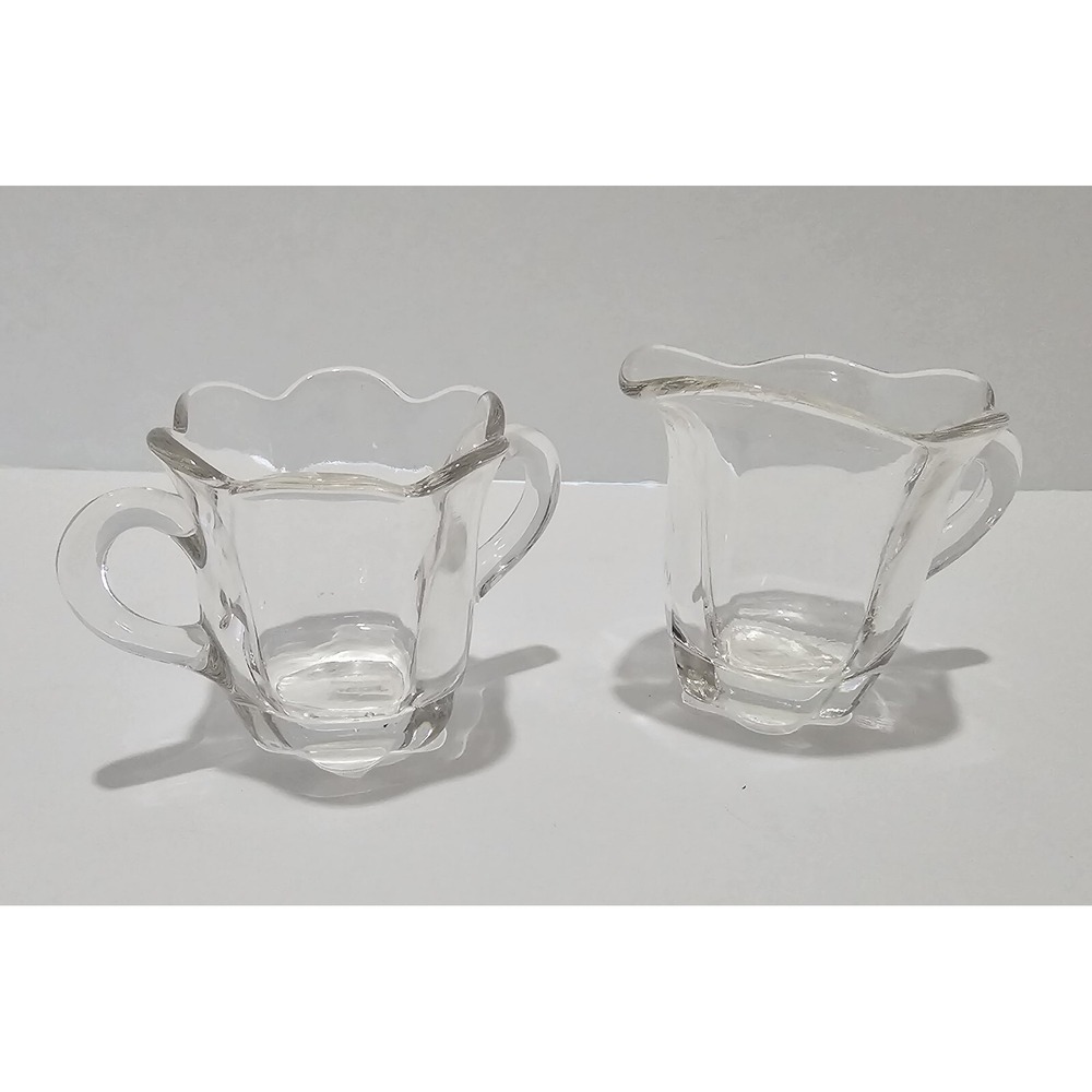 Vintage Glass Small Creamer And Sugar Set